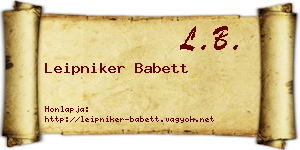 Leipniker Babett névjegykártya